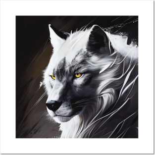 Wolf Portrait Animal Painting Dark Character Wildlife Adventure Posters and Art